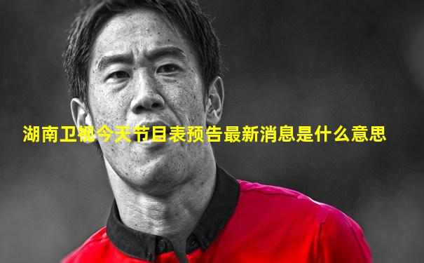 湖南卫视今天节目表预告最新消息是什么意思