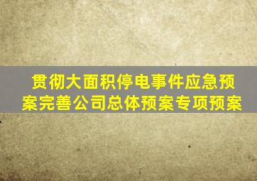 贯彻大面积停电事件应急预案完善公司总体预案专项预案