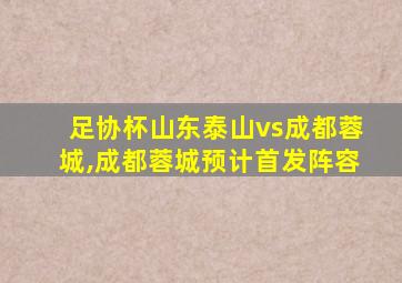 足协杯山东泰山vs成都蓉城,成都蓉城预计首发阵容